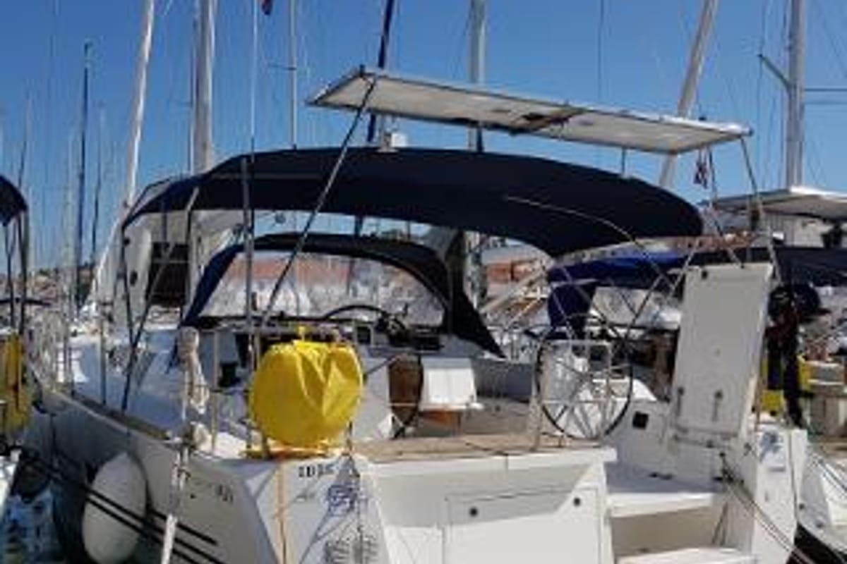 Cockpit of Ibis, a Dufour 460 GL sailboat at Grad Šibenik, Croatia