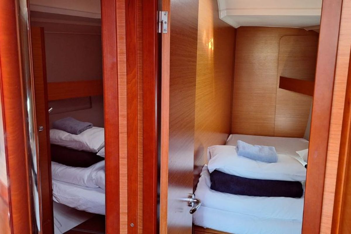 Cabin on Ibis, a Dufour 460 GL sailboat at Grad Šibenik, Croatia