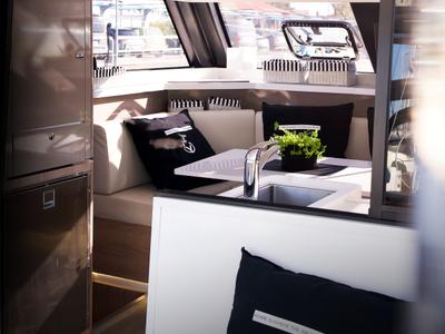 Salon of Jumping Fitness, a Aventura Catamarans Aventura 34 catamaran at Grad Šibenik, Croatia