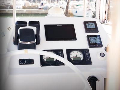 Cockpit of Jumping Fitness, a Aventura Catamarans Aventura 34 catamaran at Grad Šibenik, Croatia