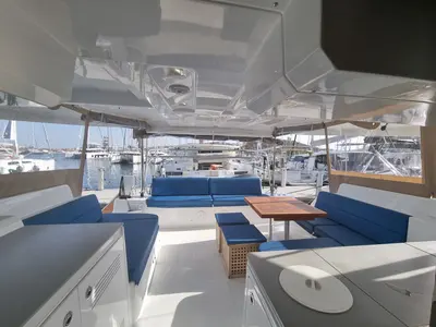 Deck of Dionike, a Lagoon 46 catamaran at Lavreotiki Municipal Unit, Greece