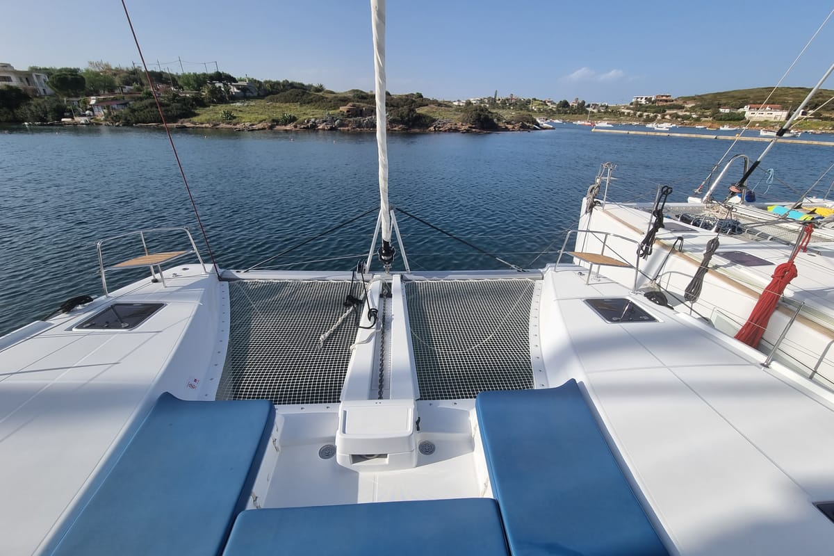 Deck of Dionike, a Lagoon 46 catamaran at Lavreotiki Municipal Unit, Greece