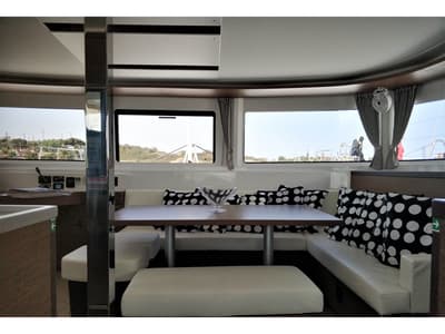 Salon of Dionike, a Lagoon 46 catamaran at Lavreotiki Municipal Unit, Greece