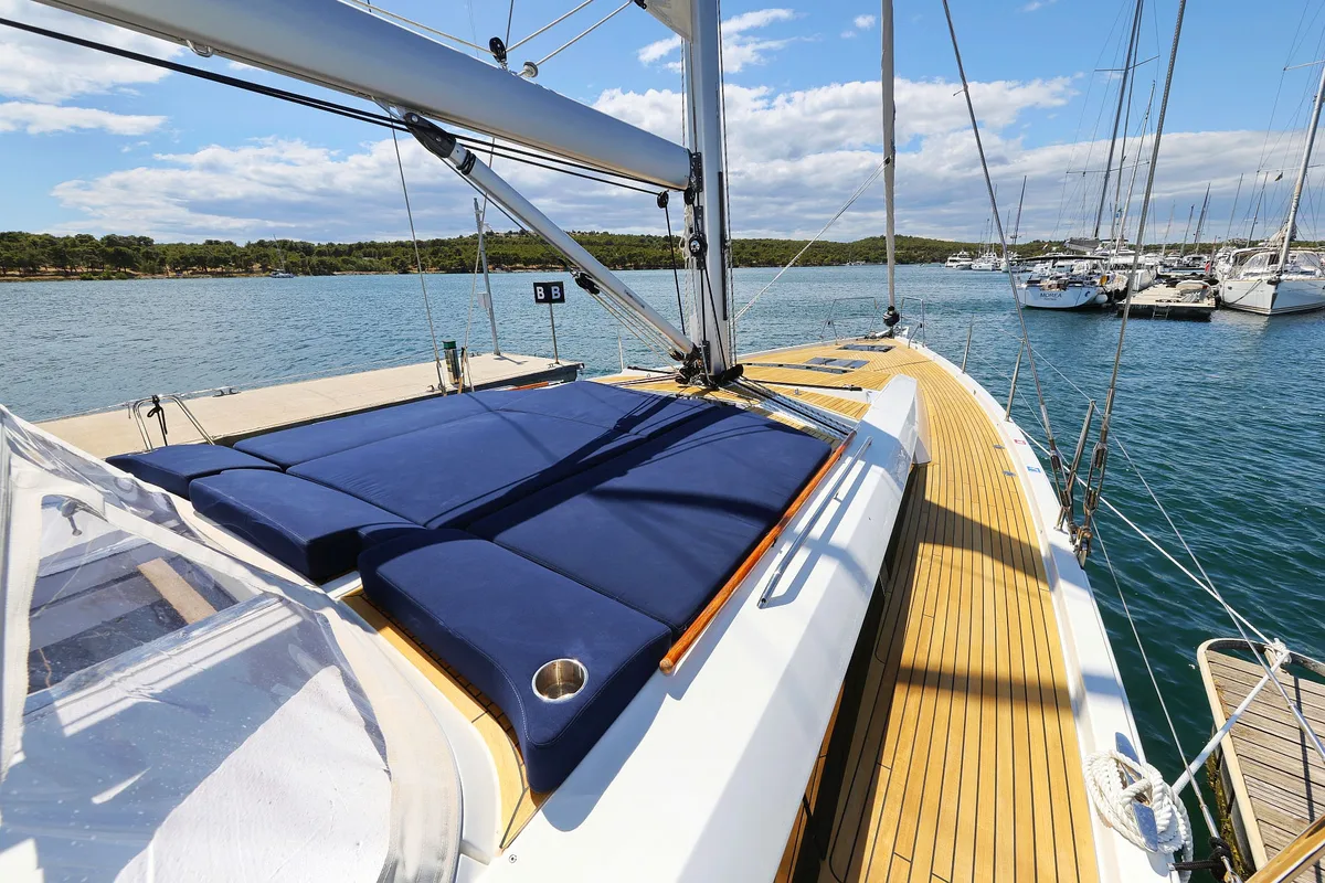 Deck of Ocean Phoenix, a Hanse Yachts Hanse 510 sailboat at Grad Šibenik, Croatia