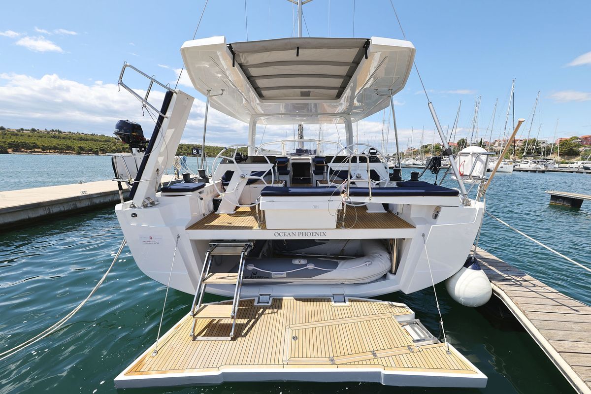 Exterior view of Ocean Phoenix, a Hanse Yachts Hanse 510 sailboat at Grad Šibenik, Croatia