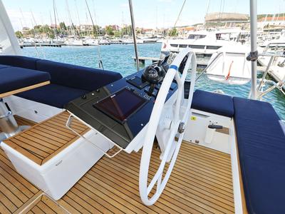 Cockpit of Ocean Phoenix, a Hanse Yachts Hanse 510 sailboat at Grad Šibenik, Croatia