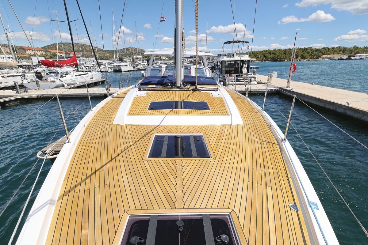 Deck of Ocean Phoenix, a Hanse Yachts Hanse 510 sailboat at Grad Šibenik, Croatia