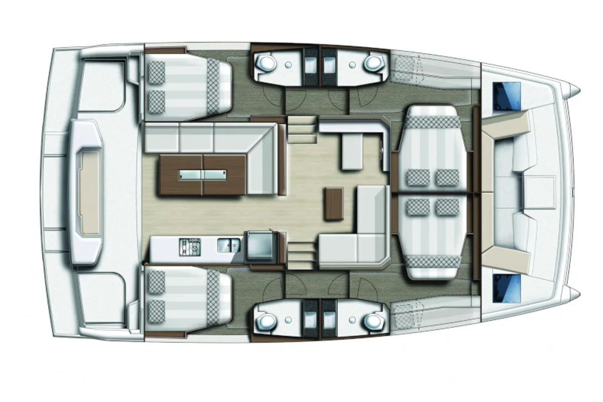 Floor plan of Fux 4 Sail, a Bali Catspace catamaran at Zadar, Croatia