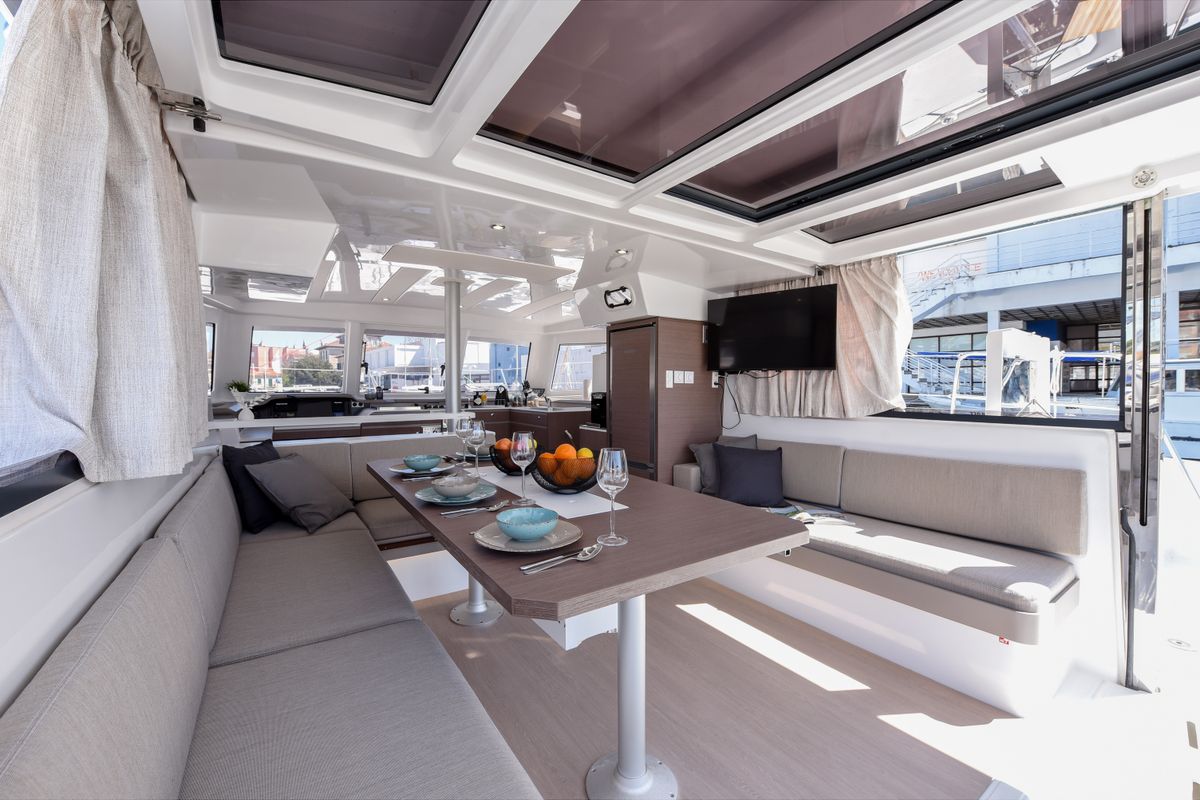 Salon of Fux 4 Sail, a Bali Catspace catamaran at Zadar, Croatia