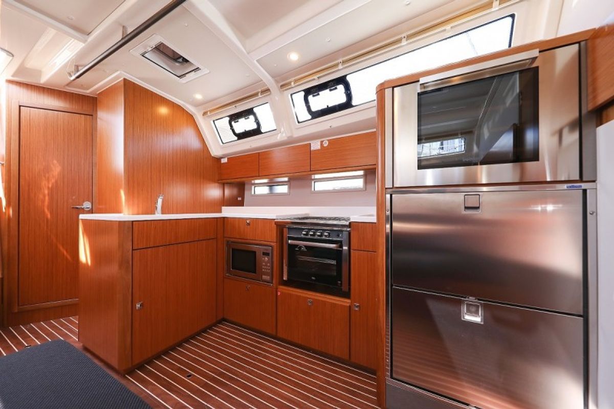 Galley of Hana, a Bavaria Cruiser 46 Style sailboat at Grad Biograd na Moru, Croatia