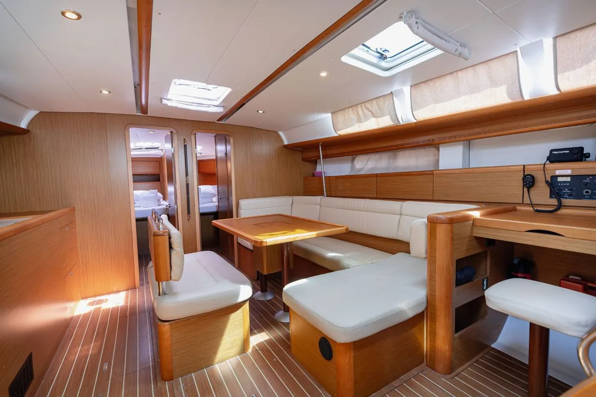 Salon of Ana B, a Jeanneau Sun Odyssey 49i sailboat at Seget Donji, Croatia