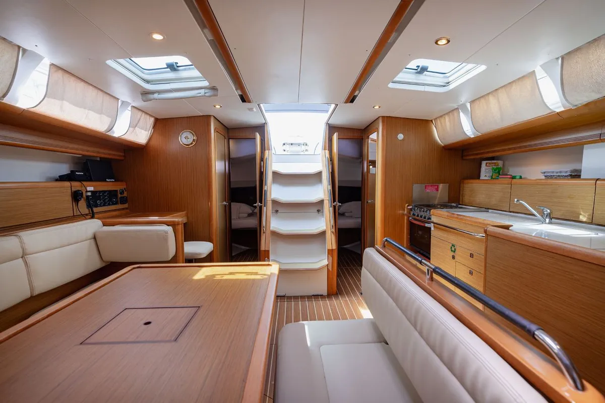 Salon of Ana B, a Jeanneau Sun Odyssey 49i sailboat at Seget Donji, Croatia