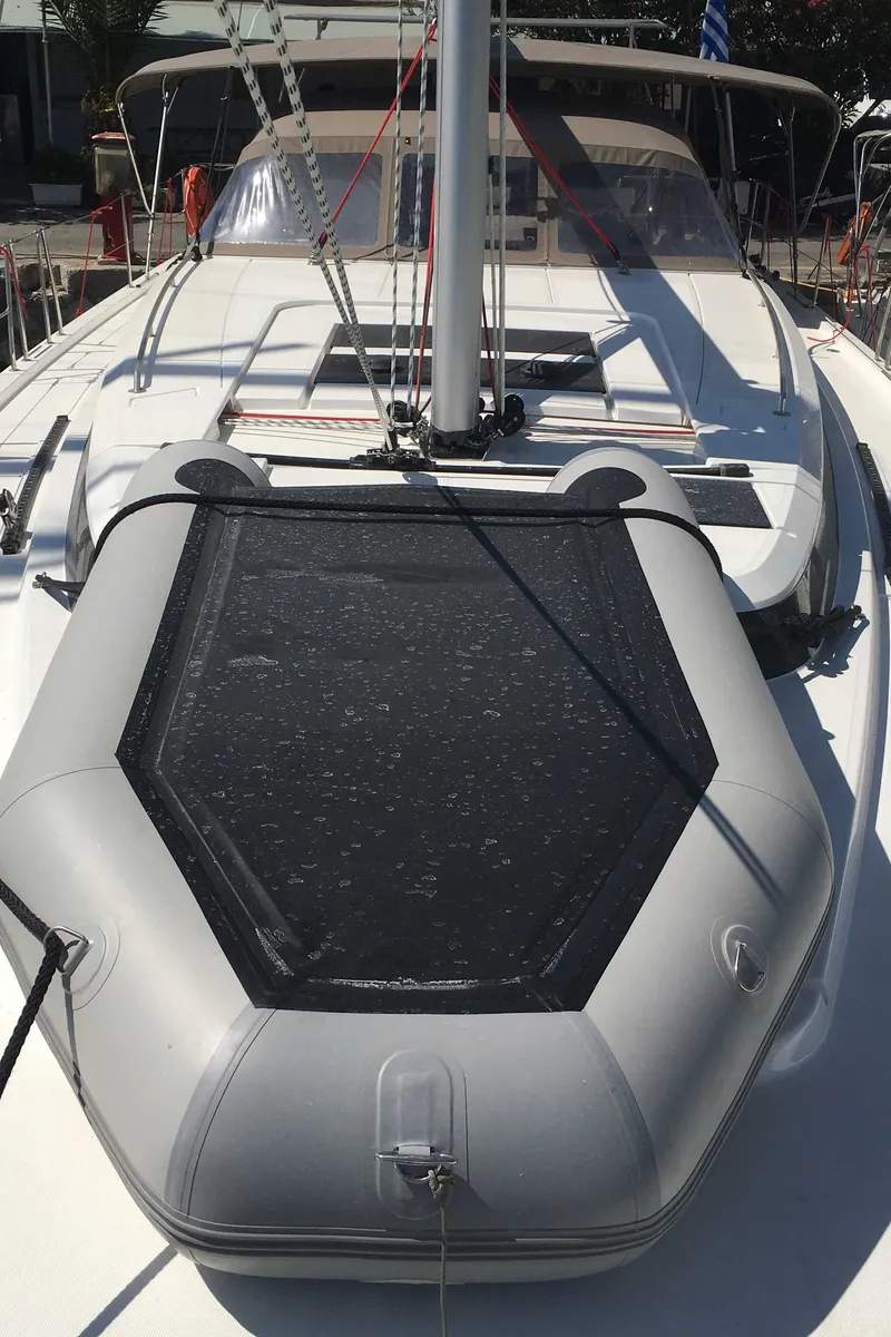 Deck of Lady Flora 3, a Bavaria C50 sailboat at Municipal Unit of Lefkada, Greece