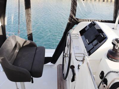 Cockpit of Odyssey_X, a Lagoon 42 catamaran at Road Town, British Virgin Islands
