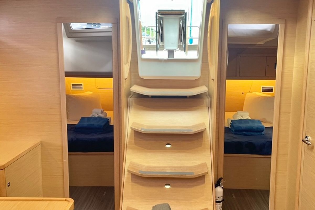 Cabin on Knot Online, a Dufour 470 sailboat at Road Town, British Virgin Islands