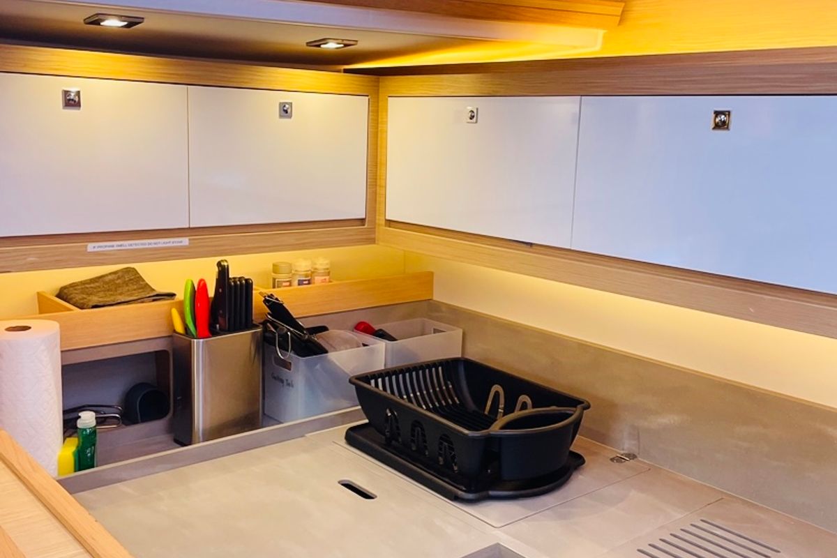 Galley of Knot Online, a Dufour 470 sailboat at Road Town, British Virgin Islands