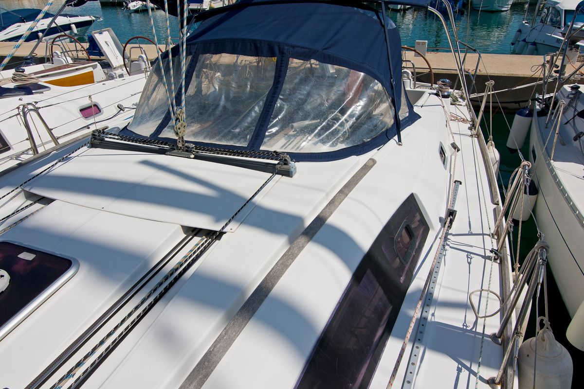 Deck of Mataa, a Beneteau Oceanis 43 sailboat at Betina, Croatia
