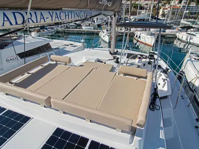 Deck of Baby Shark, a Bali Catspace catamaran at Split, Croatia