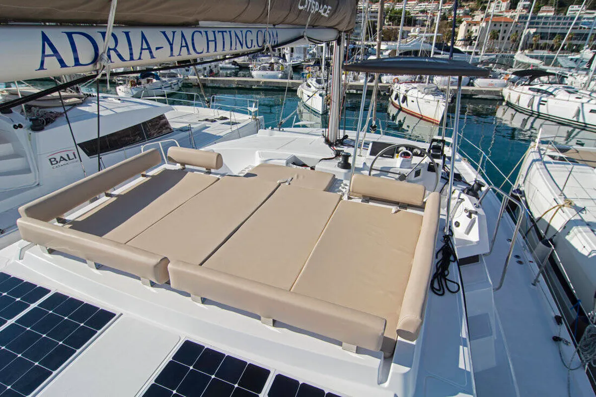 Deck of Baby Shark, a Bali Catspace catamaran at Split, Croatia
