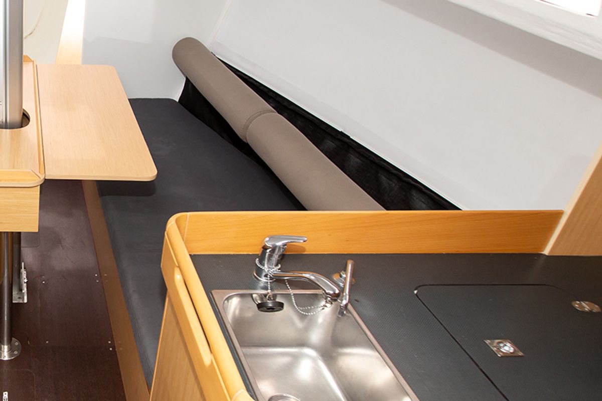 Galley of Gogox, a Jeanneau Sun Fast 3200 sailboat at La Trinité-sur-Mer, France