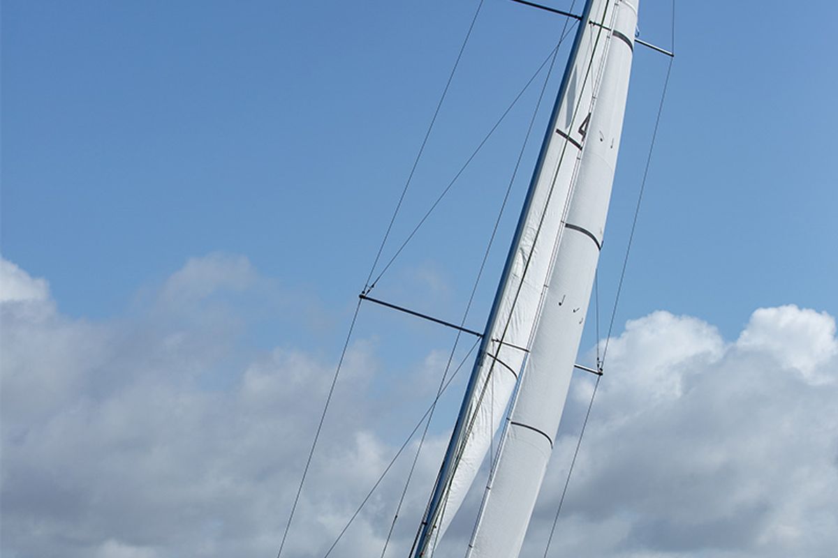 Exterior view of Gogox, a Jeanneau Sun Fast 3200 sailboat at La Trinité-sur-Mer, France