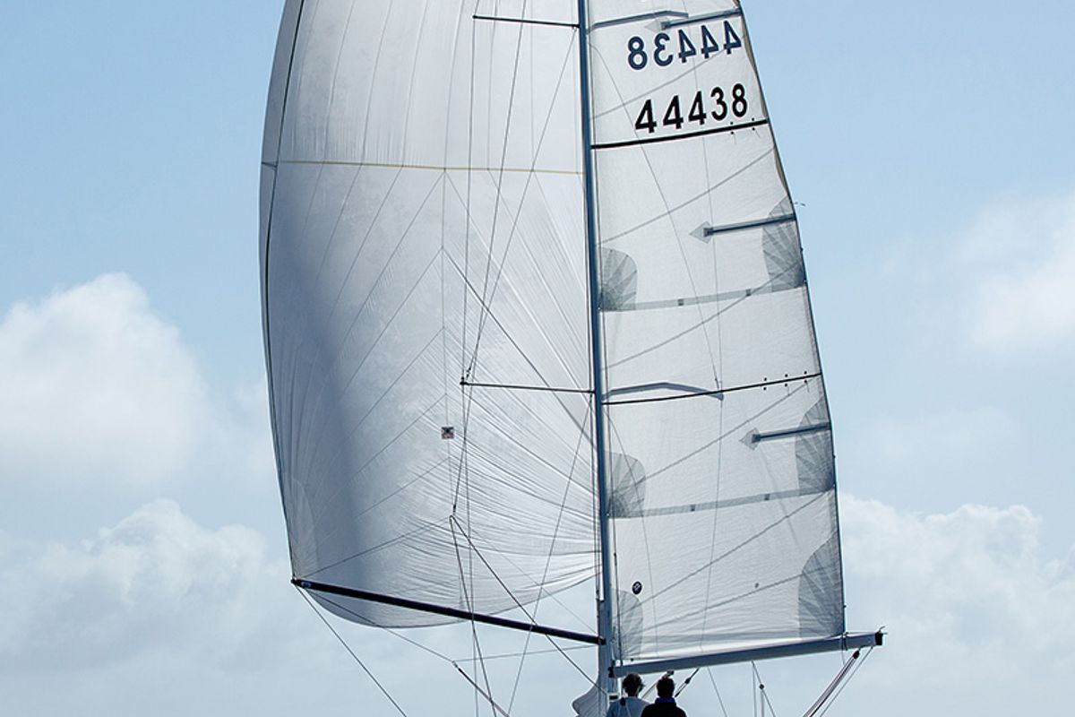 Exterior view of Gogox, a Jeanneau Sun Fast 3200 sailboat at La Trinité-sur-Mer, France
