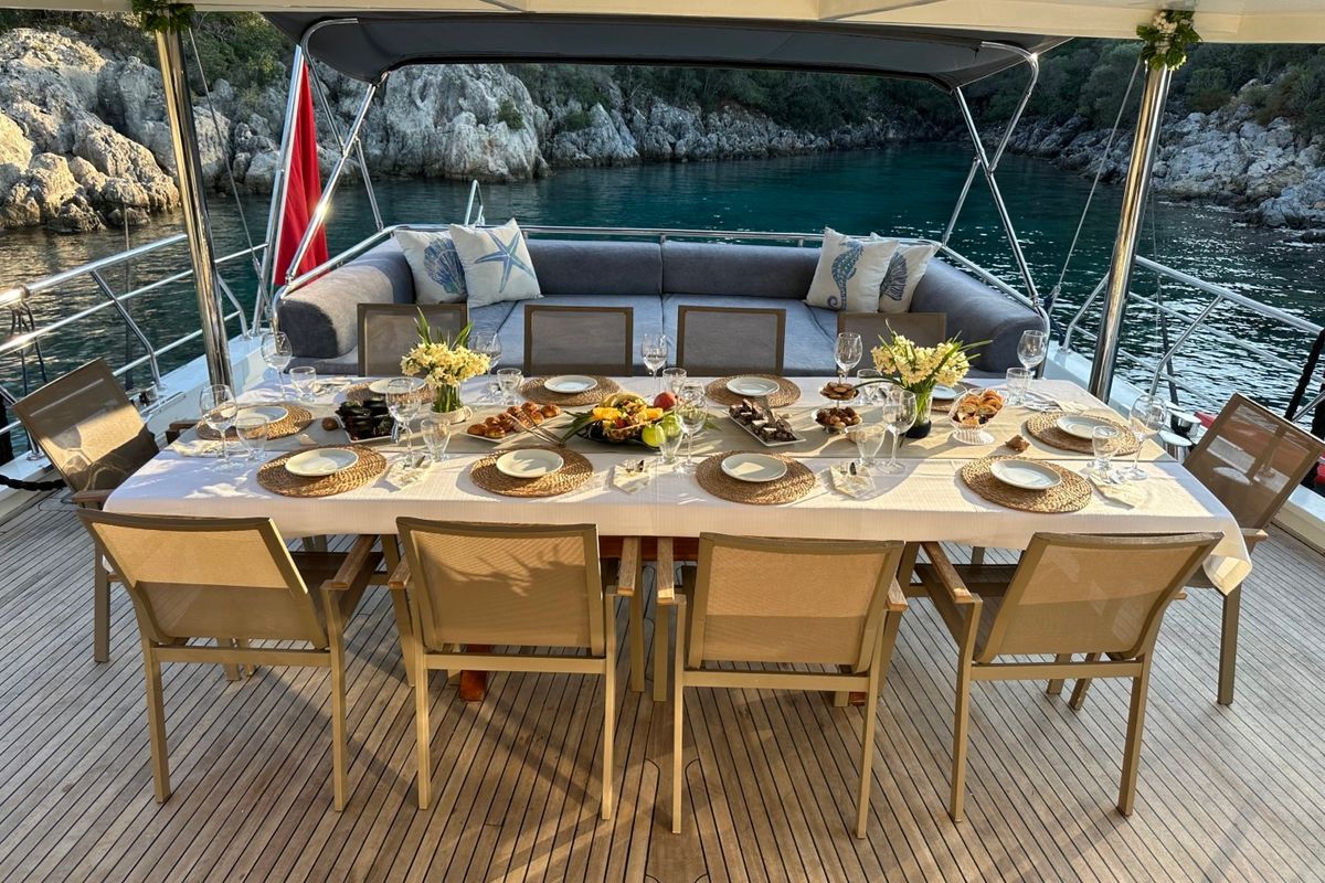 Deck of Albatros M, a Unknown Albatros M yacht at Fethiye, Turkey
