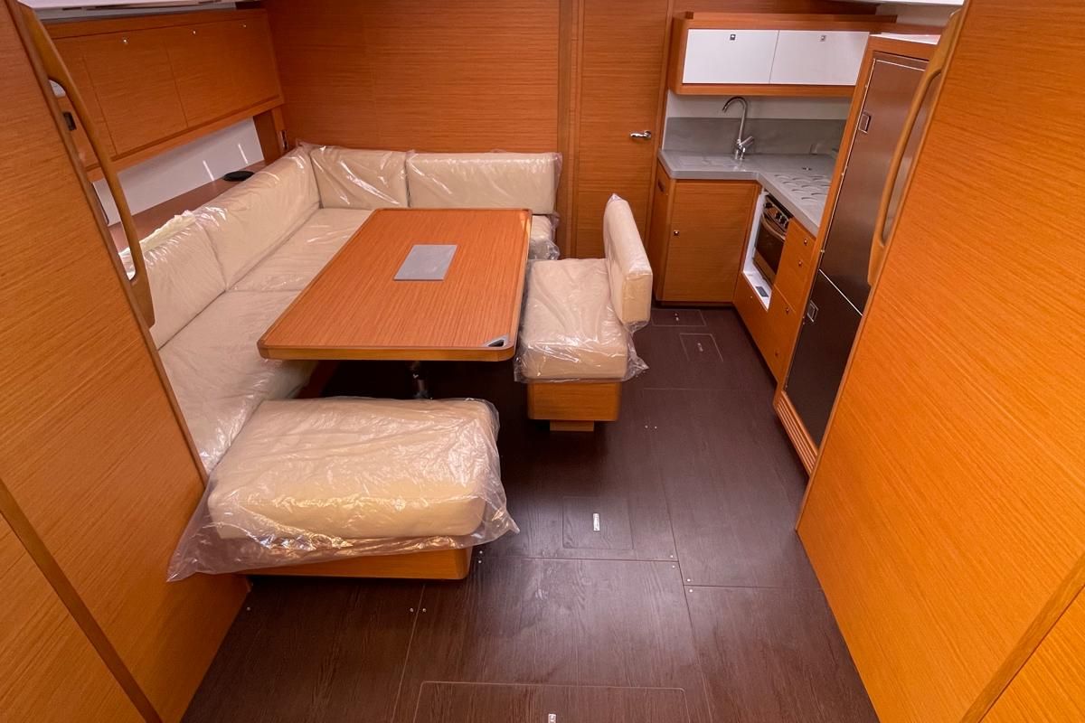 Salon of Egusa, a Dufour 470 sailboat at Cagliari, Italy