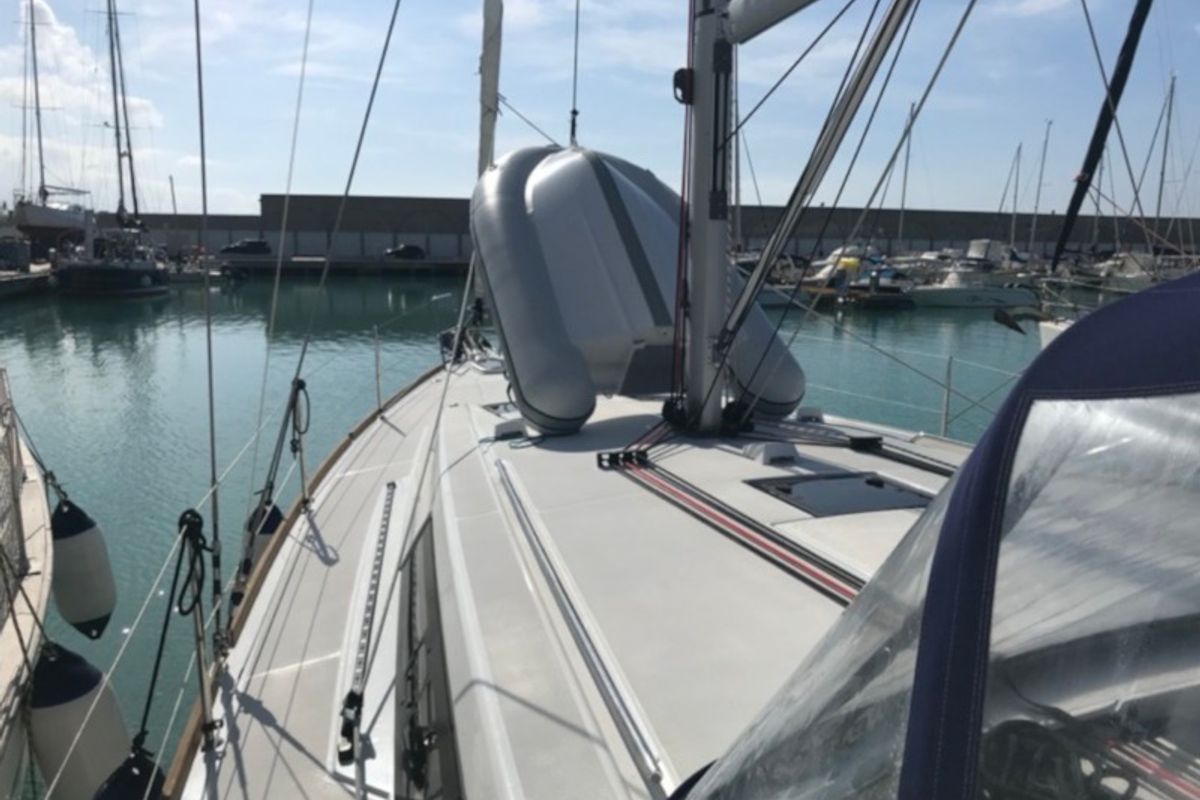 Exterior view of Alphard, a Beneteau Oceanis 45 sailboat at Rosignano Solvay, Italy
