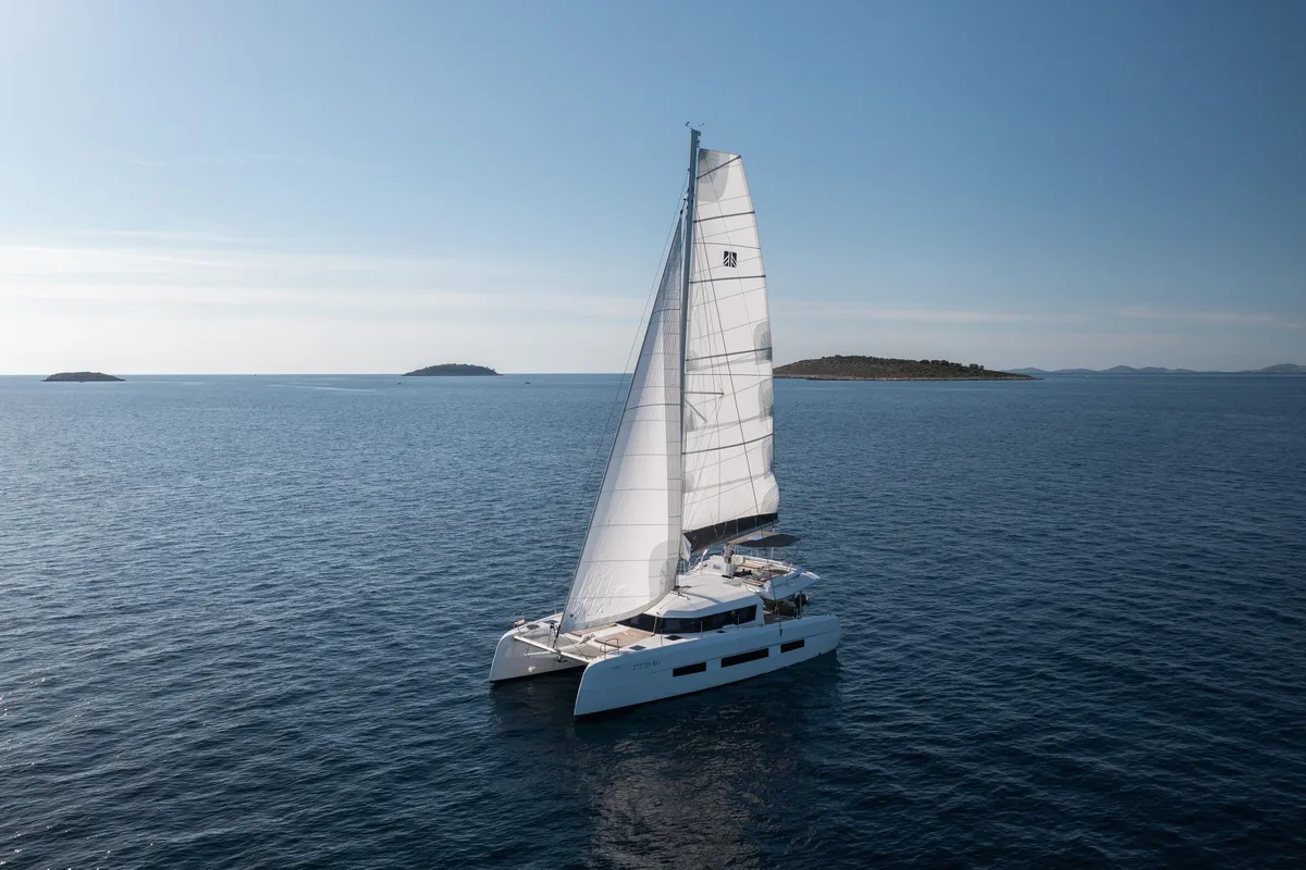 Exterior view of Uma, a Dufour 48 Catamaran catamaran at Primošten, Croatia