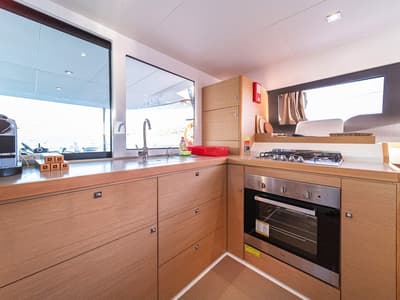Galley of Roy, a Dufour 48 Catamaran catamaran at Primošten, Croatia