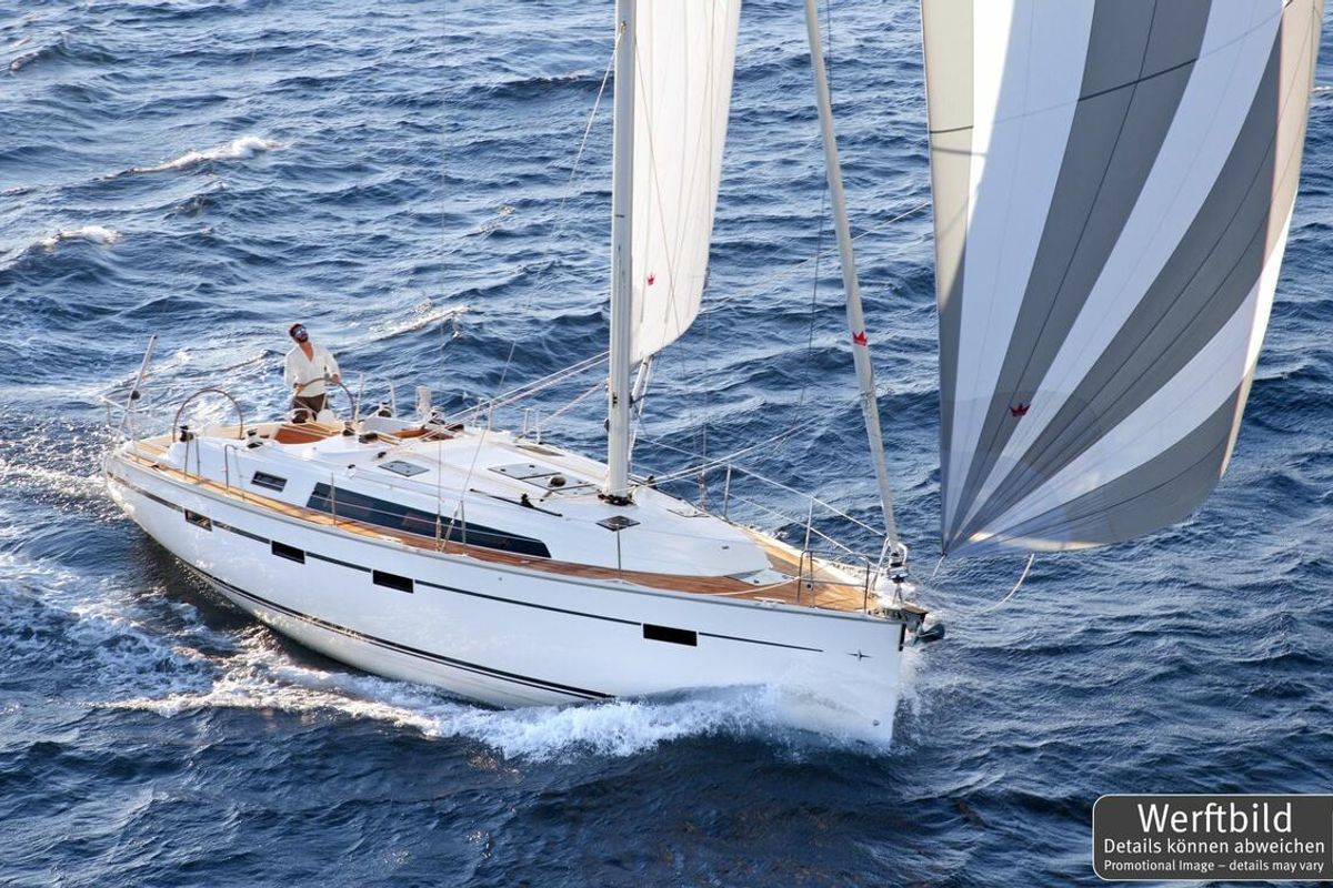 Exterior view of Pepper, a Bavaria Cruiser 41 sailboat at Barth, Germany