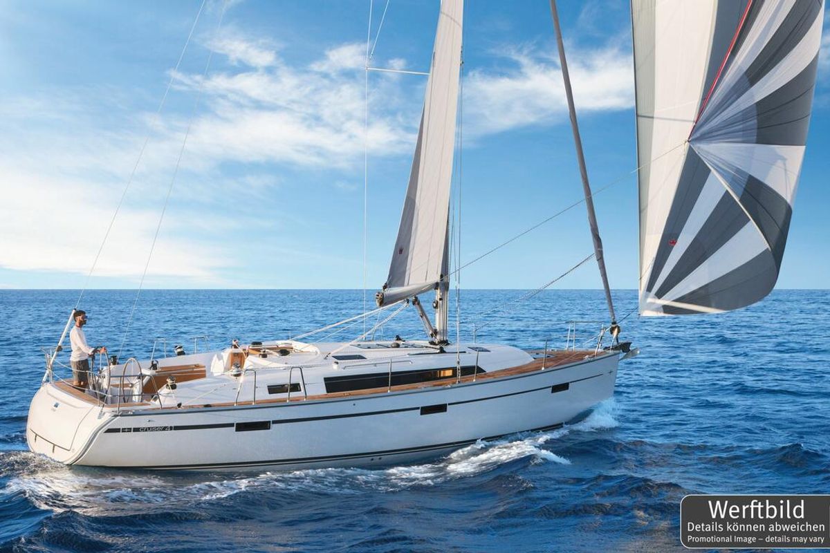 Exterior view of Pepper, a Bavaria Cruiser 41 sailboat at Barth, Germany