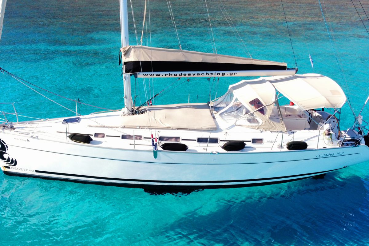 Exterior view of Rhodes Yachting, a Beneteau Cyclades 39.3 sailboat at Municipal Unit of Rhodes, Greece