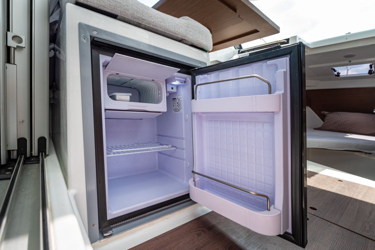 Galley of Klapa, a Jeanneau Merry Fisher 795 motorboat at Municipality of Novigrad, Croatia