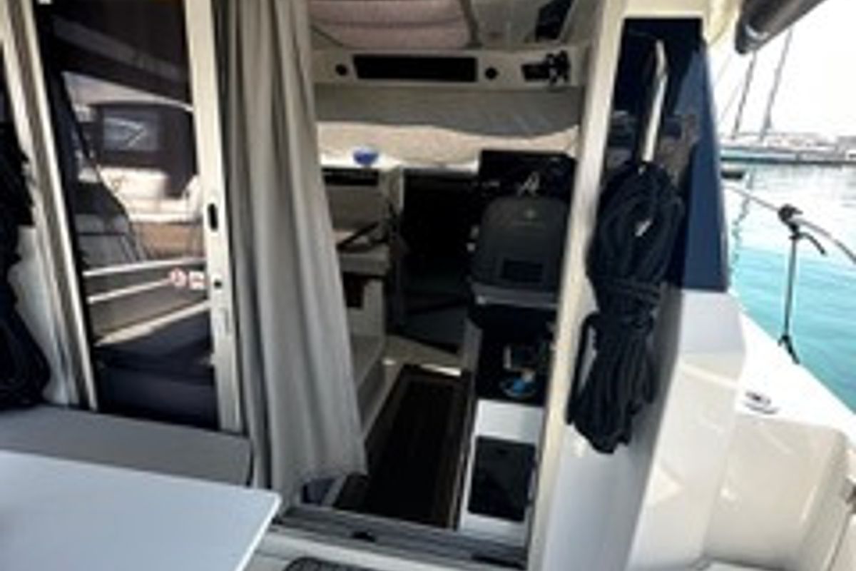 Salon of Klapa, a Jeanneau Merry Fisher 795 motorboat at Municipality of Novigrad, Croatia