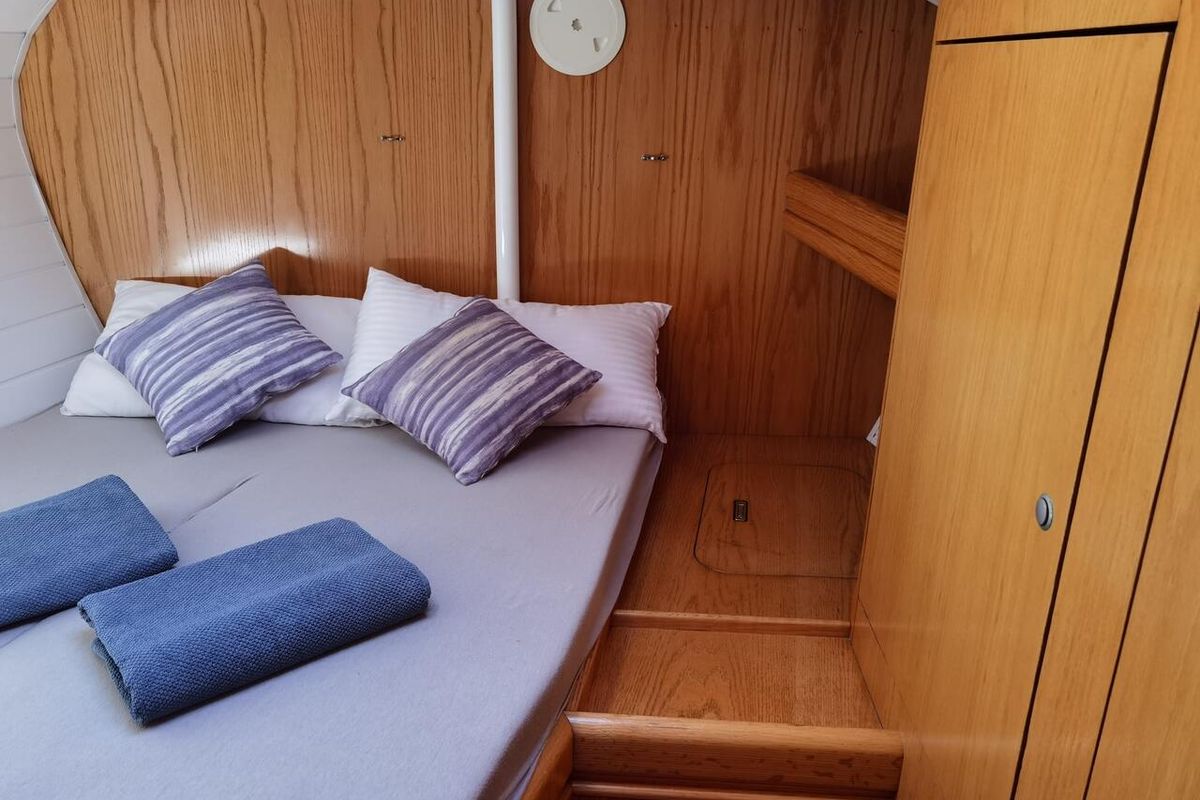 Cabin on Sargantal Zulu, a Alubat Yachts Cigale 16 sailboat at Port d'Andratx, Spain