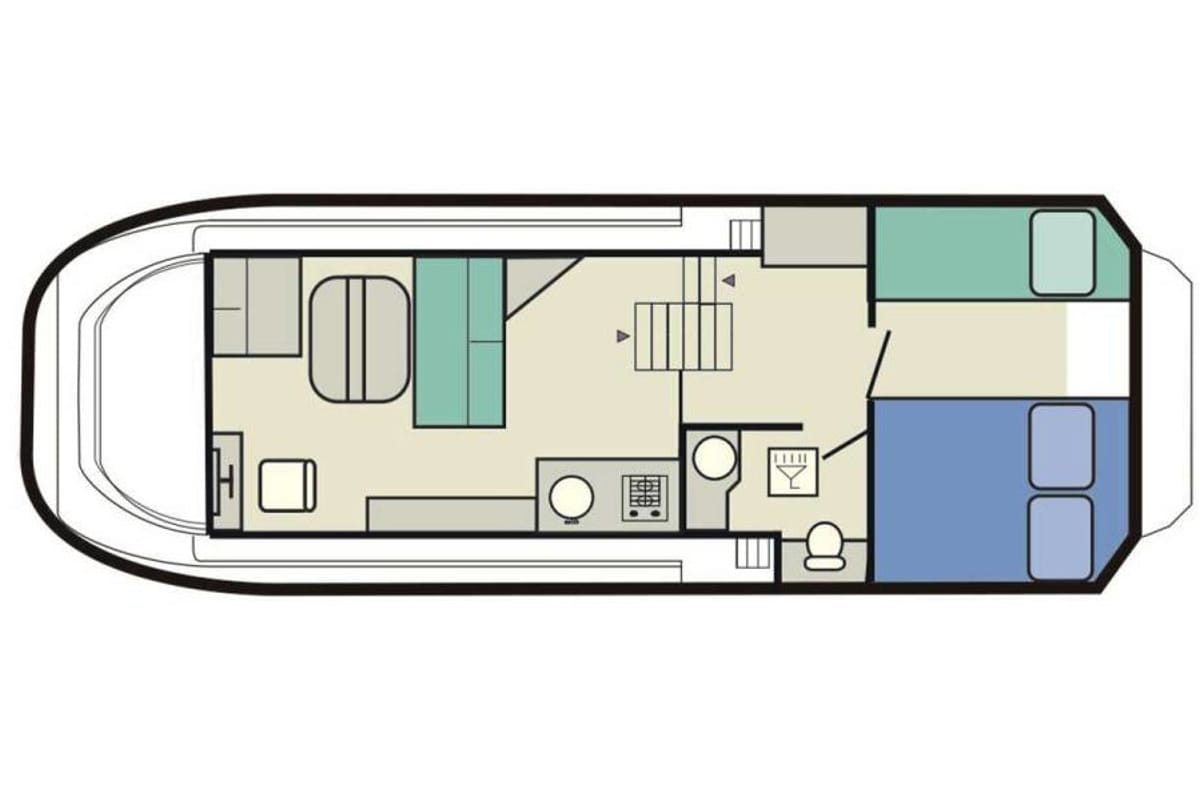 Floor plan of Sheba - Budget 11, a Cygnet Sheba motorboat at Saint-Usage, France