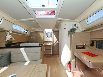 Salon of Brukus, a Hanse Yachts Hanse 388 sailboat at Grad Biograd na Moru, Croatia