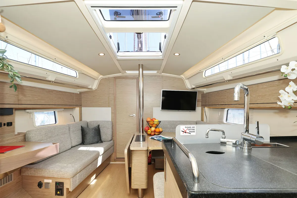 Salon of Brukus, a Hanse Yachts Hanse 388 sailboat at Grad Biograd na Moru, Croatia