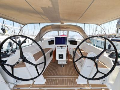 Cockpit of Brukus, a Hanse Yachts Hanse 388 sailboat at Grad Biograd na Moru, Croatia