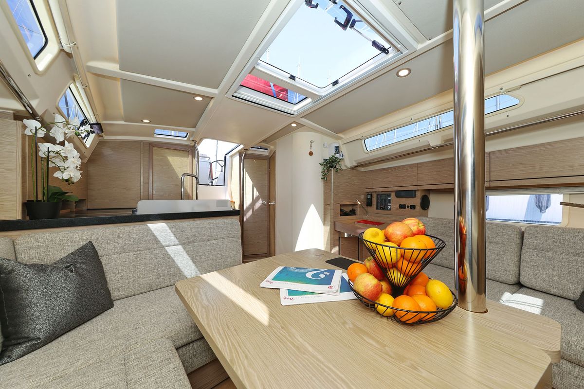 Salon of Brukus, a Hanse Yachts Hanse 388 sailboat at Grad Biograd na Moru, Croatia