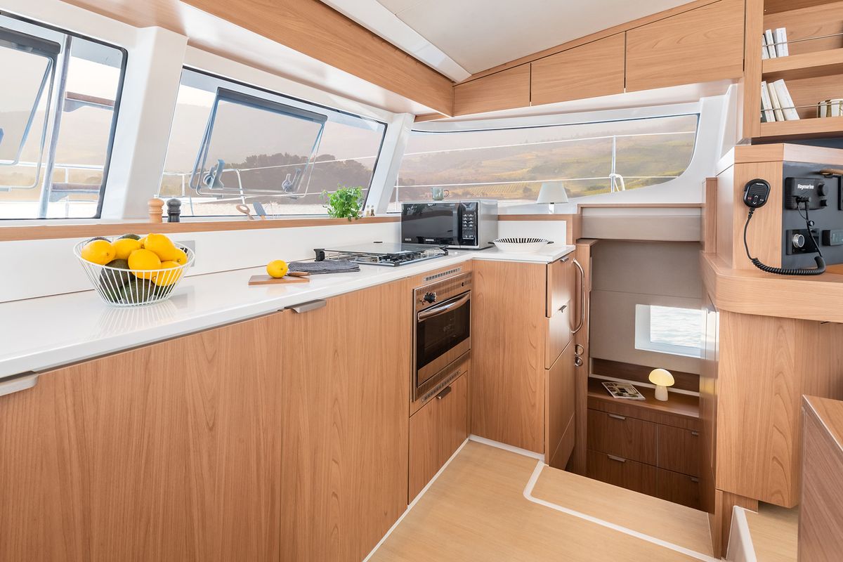 Galley of Gaja, a Bali Catsmart OW catamaran at Grad Šibenik, Croatia