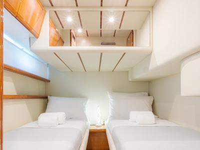 Cabin on Secret, a Ferretti 53 motorboat at Mykonos, Greece