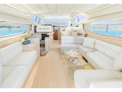 Salon of Secret, a Ferretti 53 motorboat at Mykonos, Greece