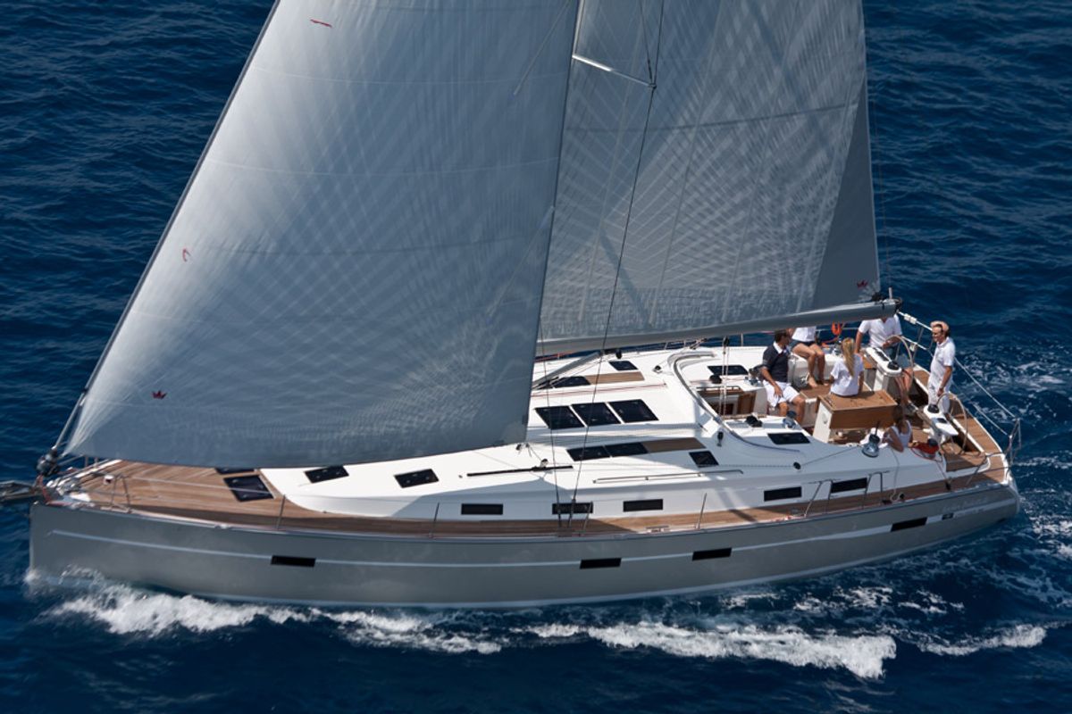 Exterior view of Veloce, a Bavaria Cruiser 50 sailboat at Općina Sukošan, Croatia