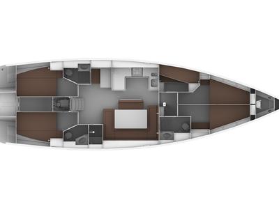 Floor plan of Veloce, a Bavaria Cruiser 50 sailboat at Općina Sukošan, Croatia