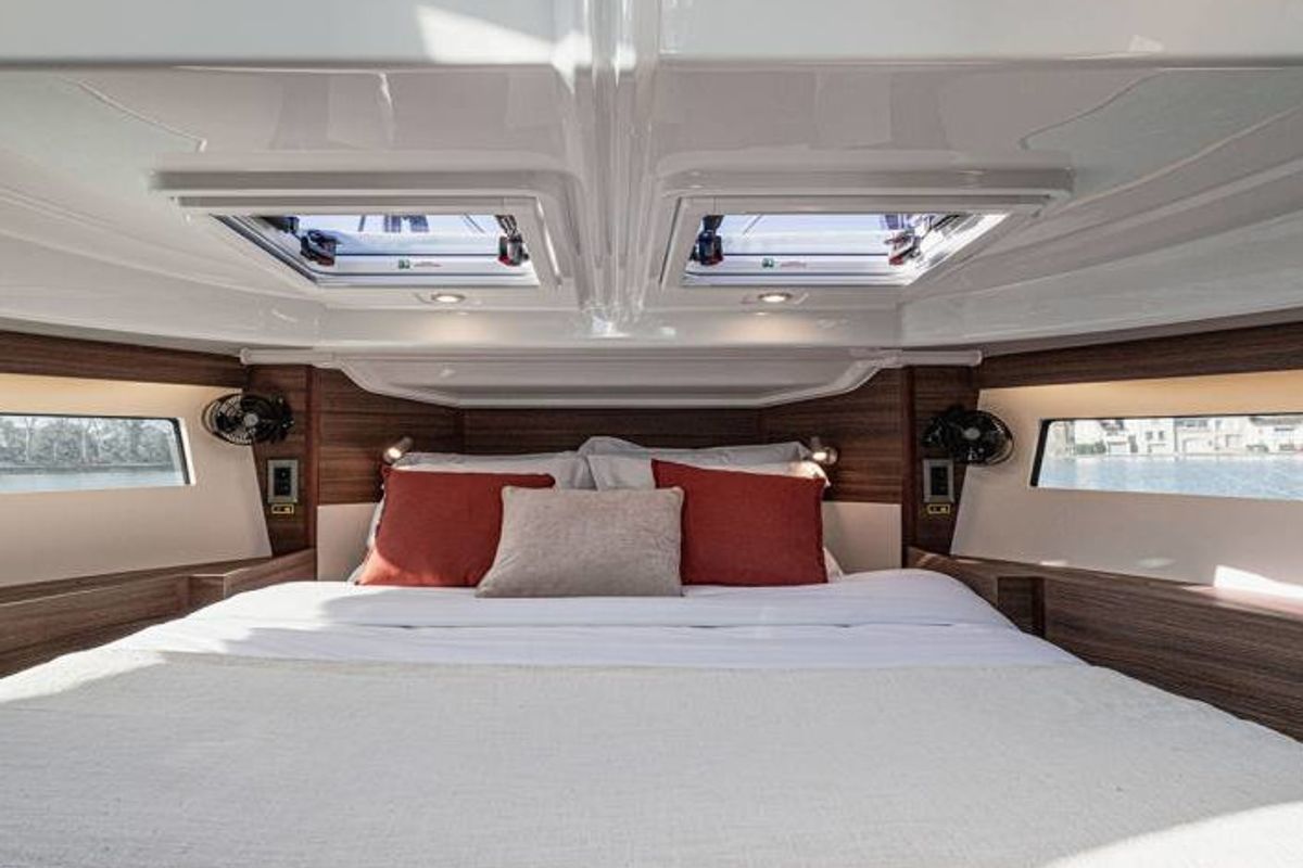 Cabin on Liberty - Luxury 11, a Cygnet Liberty motorboat at Borough of Runnymede, United Kingdom