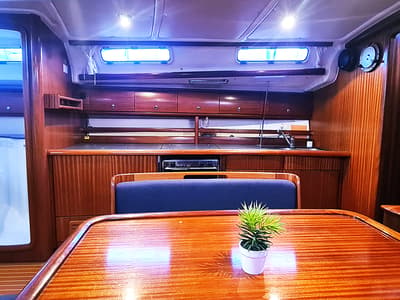 Salon of Gin, a Bavaria 44 sailboat at Punat, Croatia