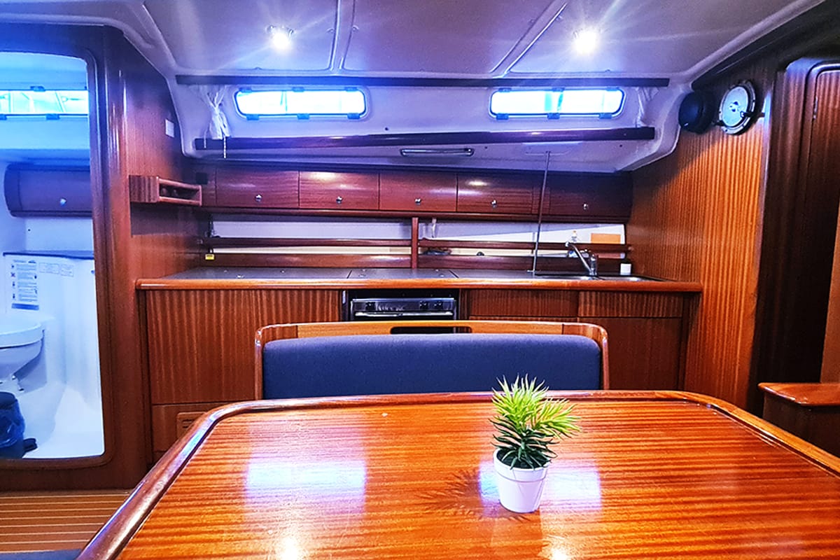 Salon of Gin, a Bavaria 44 sailboat at Punat, Croatia